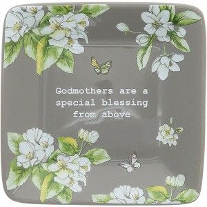 Pavilion Gift Company - Godmother - 3.5" Square Keepsake Jewelry Necklace Bracelet Earrings Ring Floral Dish Tray Religious - 1 of 4