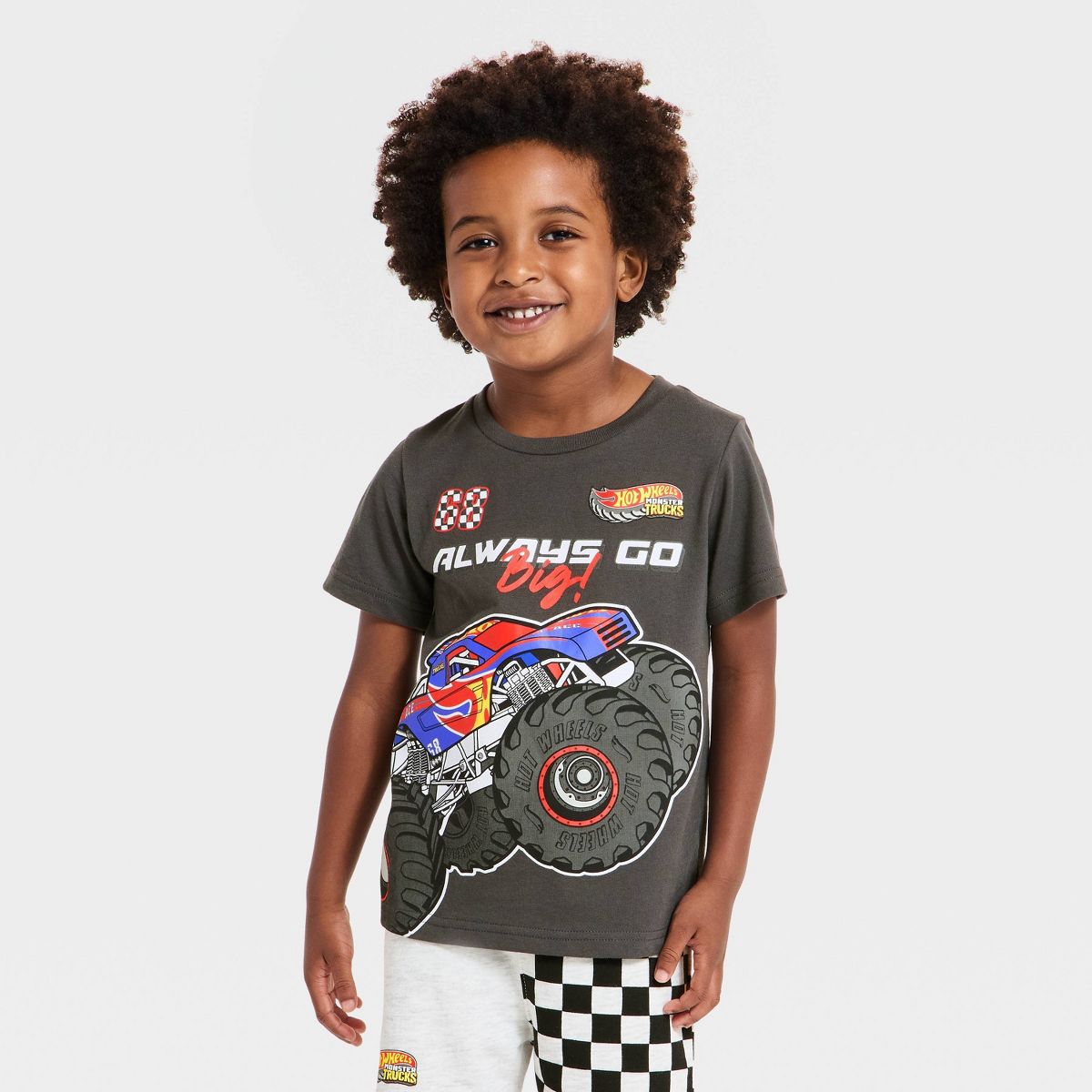Toddler Boys' 2pc Hot Wheels Monster Truck T-Shirt & Shorts Set - Gray - thumbnail 3