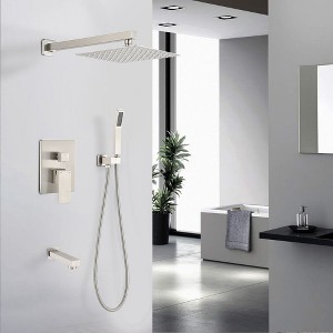 PAGED Shower Head with Handheld Wall Mounted Round Shower Heads with Pressure Balancing Valve for Bathroom - 1 of 4