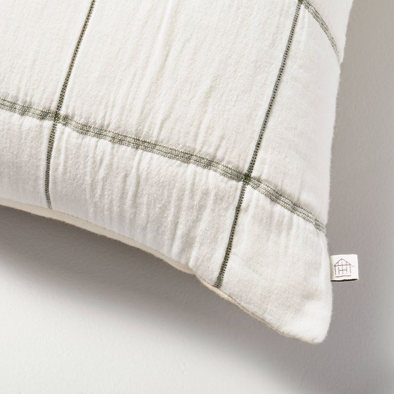26&#34;x26&#34; Grid Lines Matelass&#233; Euro Bed Pillow Cream/Sage - Hearth &#38; Hand&#8482; with Magnolia, 4 of 5