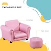 Aghana Digitals 2-Piece Kids Sofa & Footstool Set, Pink Upholstered Armchair with Wooden Frame, - 3 of 4