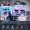 U Shaped Computer Desk with Monitor Stand and LED Lights, Computer Gaming Desk with Storage Shelves - 4 of 4
