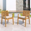 Gulches 2-Pack Acacia Wood Patio Dining Chairs - 400 lbs Capacity, Waterproof Washable Cushions, Ergonomic Armrests - 2 of 4