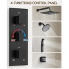 YAWWALK Thermostatic Triple Handles 8-Spray Dual Shower Head Shower Faucet with 6-Jets - 4 of 4