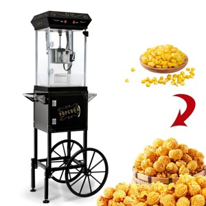 SEVOBAL Popcorn Poppers Theater Style Popcorn Maker with Mobile Cart and Old Maids Drawer for Parties and Events, Black, 20.47"*14.76"*47.44" - 1 of 4