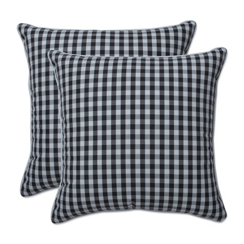2pc 16.5" Outdoor/Indoor Throw Pillow Set Dawson Pewter Black - Pillow Perfect