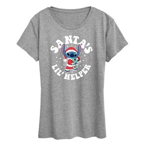 Women's - Lilo and Stitch - Santas Lil Helper Christmas Short Sleeve Graphic T-Shirt - 1 of 4
