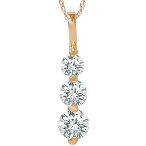 Pompeii3 3 4 Ct Three Stone Past Present Future 3 Diamond Pendant 14k Rose Gold Target