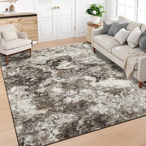 Machine Washable Area Rugs for Living Room, Modern Abstract Bedroom Rug, Low Pile Non-Slip Carpet - 1 of 4