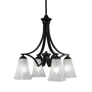 Toltec Lighting Zilo 4 - Light Chandelier in  Matte Black with 5.5" Fluted Italian Ice Shade - 1 of 1