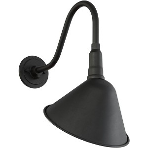 Franklin Iron Works Neihart Rustic Farmhouse Outdoor Barn Light Fixture Black Curving Gooseneck 18" for Post Exterior Barn Deck House Porch Yard Patio - 1 of 4