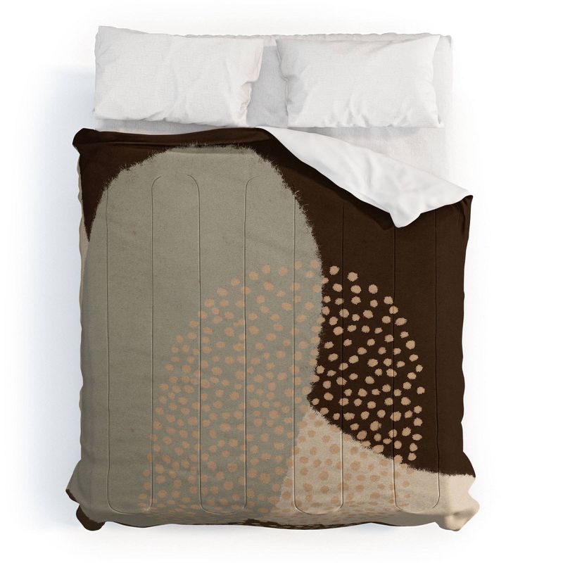 Modern Abstract Shapes 5 Polyester Comforter & Sham Set Beige/Brown - Deny Designs, 1 of 5