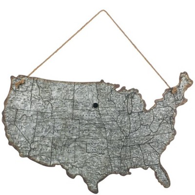 Sullivans Territory Map Wall Decor 20"H Silver