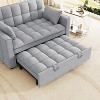 MAYEERTY Sleeper Sofa Couch Pull Out Bed Modern Velvet Convertible Small Love Seat with Pillows Sode Pockets for Small Space Light Gray - 3 of 4