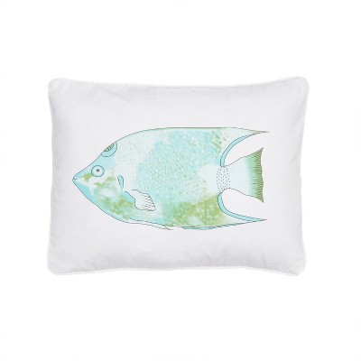 Biscayne - Tropical Fish Decorative Pillow - Aqua, Teal, Green - Levtex Home