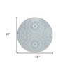 Denim Blue And Ivory Floral Medallion Washable Indoor Outdoor Area Rug - 3 of 4