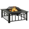 vidaXL Garden Fire Pit with Poker 31.9Inchx31.9Inchx18.5Inch XXL Steel - 2 of 4