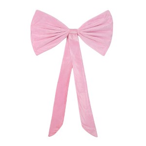 Large Pink Decorative Bow 30"×18" with 40" Tails – Elegant Fabric Bows for Birthday Party, Wedding Backdrop, Christmas Tree - 1 of 4