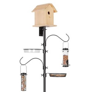 Snynuxx Bird House Pole Mount Kit 80 Inch with Squirrel Baffle 2 Hanging Hooks - Heavy Duty Adjustable Bird Feeder Support Rod Stand Set for Outside - 1 of 1