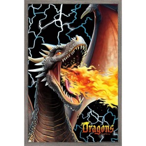 Trends International PD Moreno - Dragon Lightning Framed Wall Poster Prints - 1 of 4