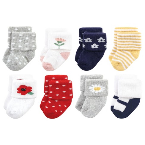 Hudson Baby Infant Girls Cotton Rich Newborn And Terry Socks, Pastel  Butterfly : Target