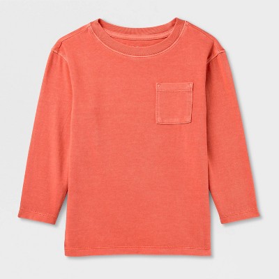 Детские футболки Cat & Jack Toddler Boys' Relaxed Long Sleeve Pigment Dye T-Shirt - Cat & Jack™ Orange 5T — фото 2