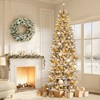 Pre-Lit Snow Flocked Pencil Christmas Tree, Fir Hinged Slim Skinny Corner Xmas Tree with Warm White Lights & Snow Branch Tips - 2 of 4