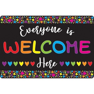Smart Poly® Welcome Mat with Slip Resistant Backing, 15.5" x 23.5", Everyone is Welcome Here, Hearts - 1 of 4