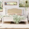 TiramisuBest Queen Size Wooden Platform Bed with Natural Rattan Headboard, Vintage Bed Frame with Wooden Slat Support - 3 of 4