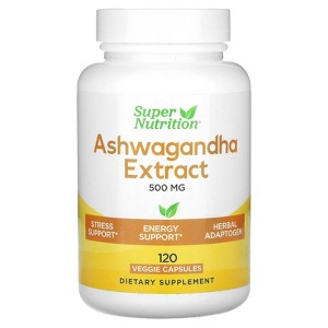 Super Nutrition Ashwagandha, 500 mg, 120 Veggie Capsules - 1 of 4