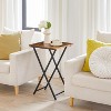 MaseiKar Folding TV Tray Table, Wooden TV Tray, Portable Sofa Side Table, Industrial Snack Table End Table for Small Spaces, Space-Saving, Brown - 4 of 4