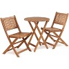 Wooden Folding Patio Furniture for Garden Backyard Balcony Porch w/ 1 Coffee Table and 2 Foldable Chairs - 2 of 4