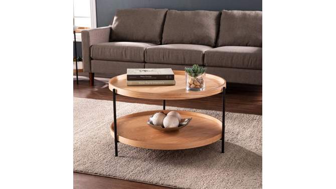 Wemve Round Cocktail Table Natural/Black- Aiden Lane, 2 of 8, play video