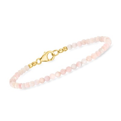Ross-Simons Pink Opal Bead Bracelet in 18kt Gold Over Sterling