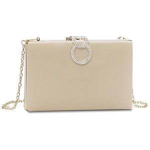 Clutch Purse for Women,Nude Faux Leather Evening Bags for Formal/Wedding/Cocktail/Engagement/Party(Style 9-Nude) - 1 of 4