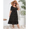 Plus Size Summer Dress for Women Square Neck Casual Boho A Line Maxi Dress - 2 of 4