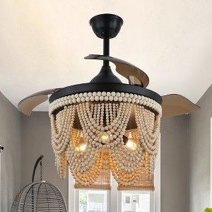 Bella Depot 42" Bohemia Retractable Ceiling Fan with Light and Remote - 1 of 4