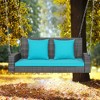 Costway 2-Person Patio PE Wicker Hanging Porch Swing Bench Chair with Cushion - 3 of 4