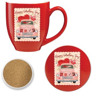 Courtside Market Valentine Truck 16 oz Mug & Ceramic Coaster Set - 1 of 1