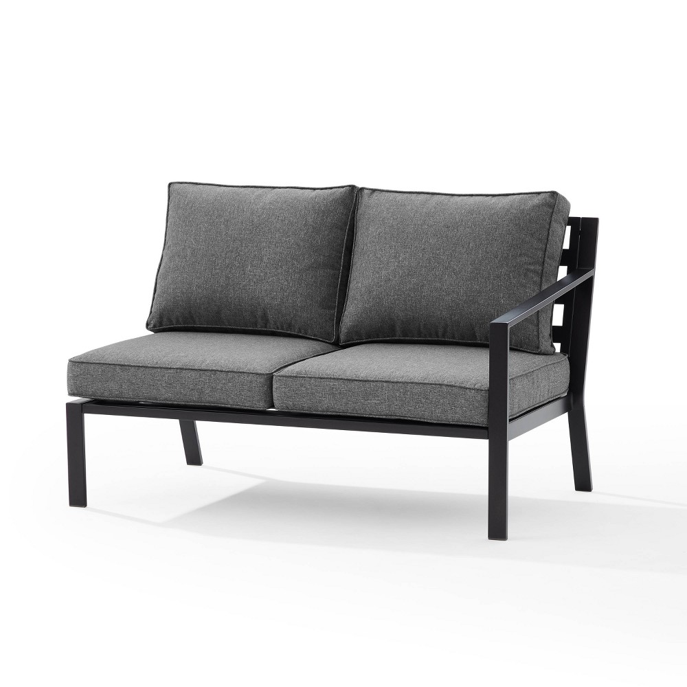 Clark Outdoor Steel Right Side Loveseat Charcoal/Matte Black - Crosley