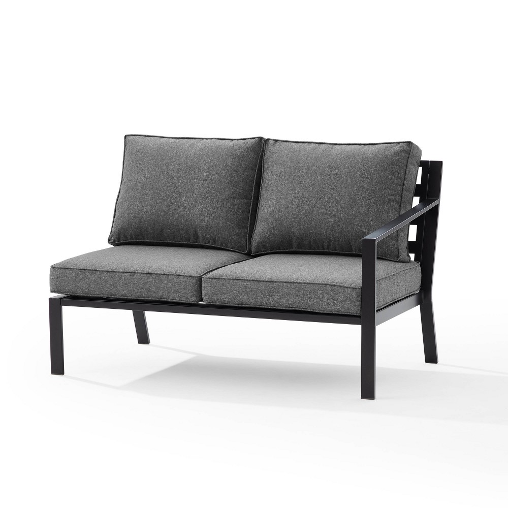 Photos - Sofa Crosley Clark Outdoor Steel Right Side Loveseat Charcoal/Matte Black  