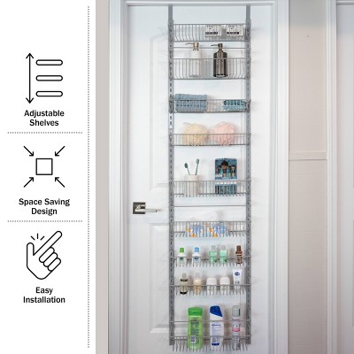 Home-Complete Over The Door Platinum Organizer 9-Tier Hanging Wall Organizer: Metal Kitchen Storage, 74" Height, Silver — фото 4