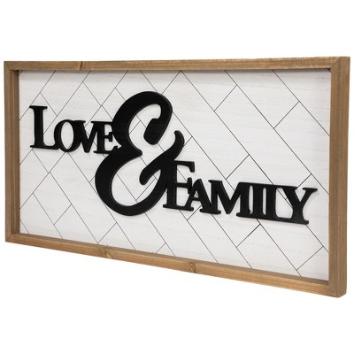 Love & Family White and Black Wooden Framed Wall Art