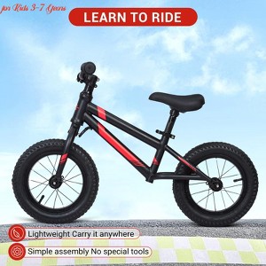 12" Balance Bike for Boys and Girls 3-7 Years, Toddler Bicycle Training w/Adjustable Seat & Handlebar, Lightweight No Pedal Bike Gift - 1 of 4