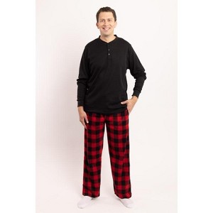 #FollowMe Mens Thermal Henley Pajama Set with Polar Fleece Pants  Warm, Comfy Sleepwear - 1 of 3