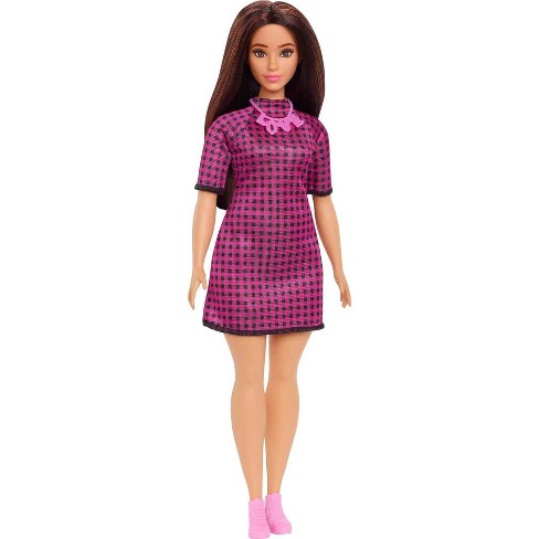 Zaklampen kromme Mam Barbie Fashionistas Doll #188 - Pink & Black Checkered Dress : Target