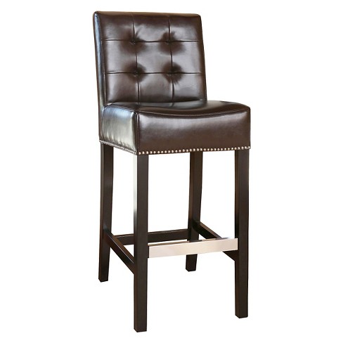 Linden Tufted Leather Barstool Brown, Tufted Leather Counter Stools