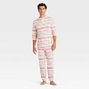 Men's "Let it Snow" Fair Isle Cozy Knit Long Sleeve Henley Holiday Matching Family Pajama Shirt - Wondershop™ Cream - 3 of 4