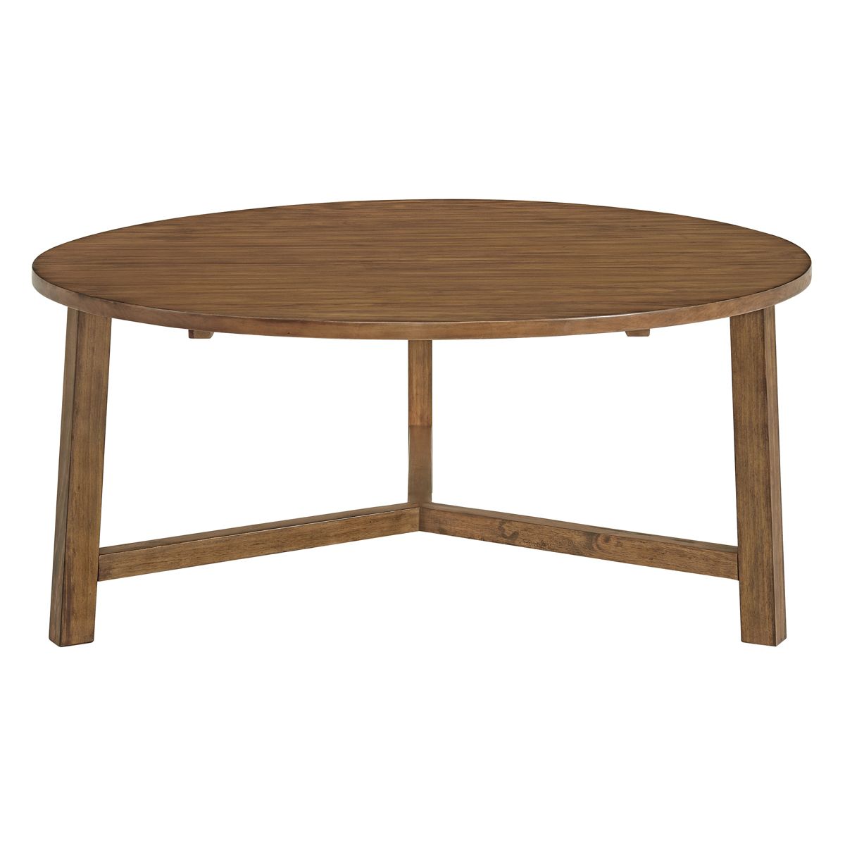 Alaterre Furniture Newbury 44-inch Round Coffee Table, Solid Wood Farmhouse Living Room Table, Pecan Finish - thumbnail 7