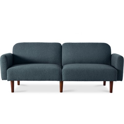 Best Choice Products Curved Convertible Futon, Boucle Fabric Split-Back Sleeper Bed